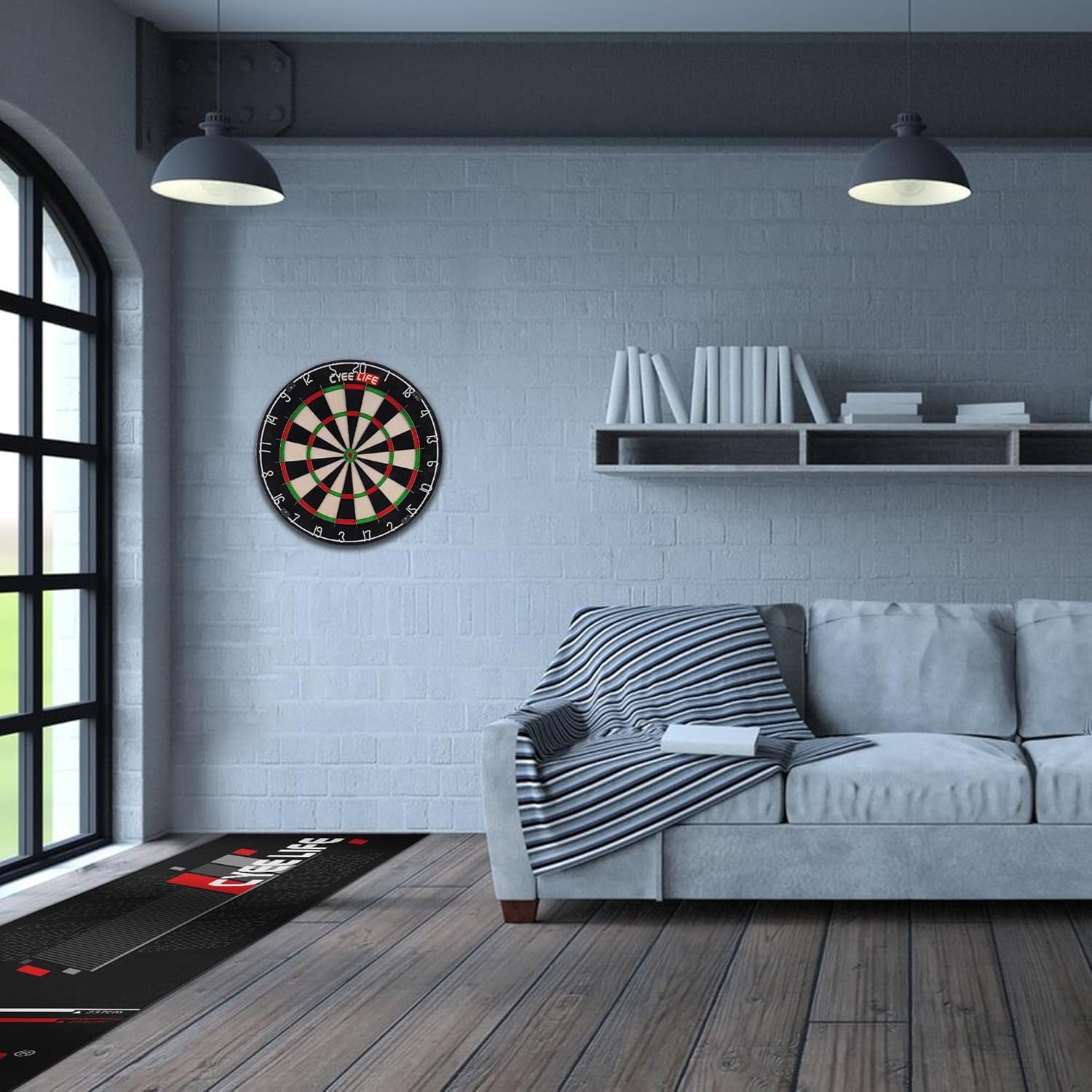 CyeeLife Dartboard Mat with Throw Lines – 297×66cm Carpet Protector