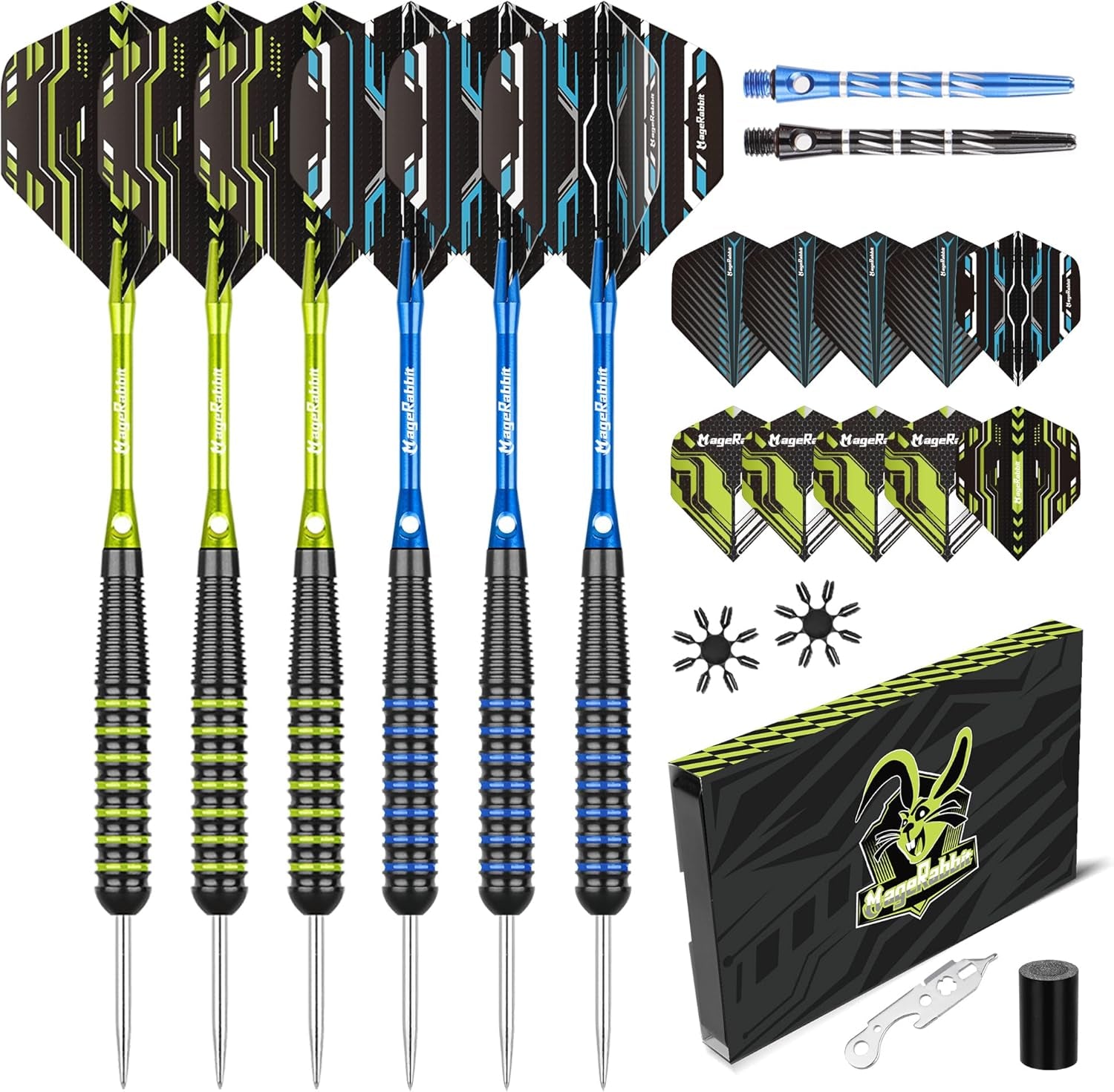 Pro Steel Tip Darts Set – 6 Darts, 24 Flights, 8 Shafts + Case