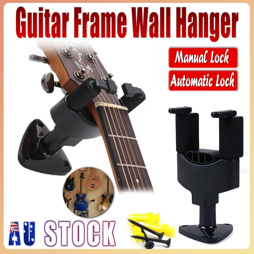Guitar Wall Mount Hanger – Space-Saving Resin Plastic Holder, Black