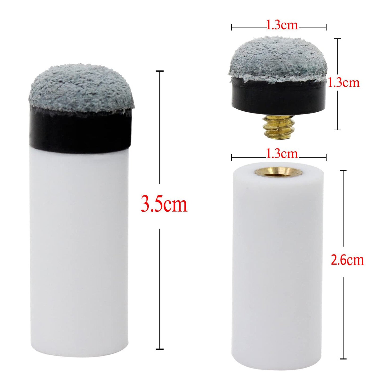 10pcs Billiard Cue Tips & Ferrules Set – Screw-On Soft Tips