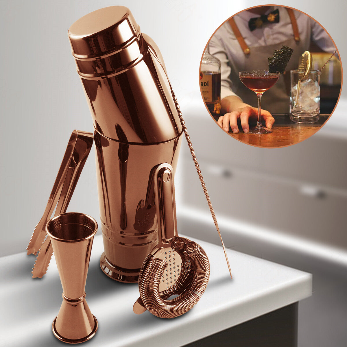 Boston Cocktail Shaker Set – 5pc 304 Stainless Steel Bar Kit