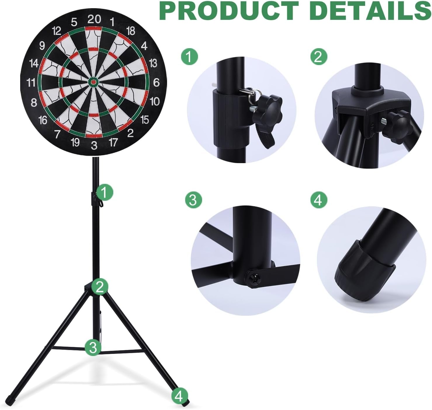 Adjustable Stainless Steel Dartboard Stand – Portable Tripod, 122-200cm