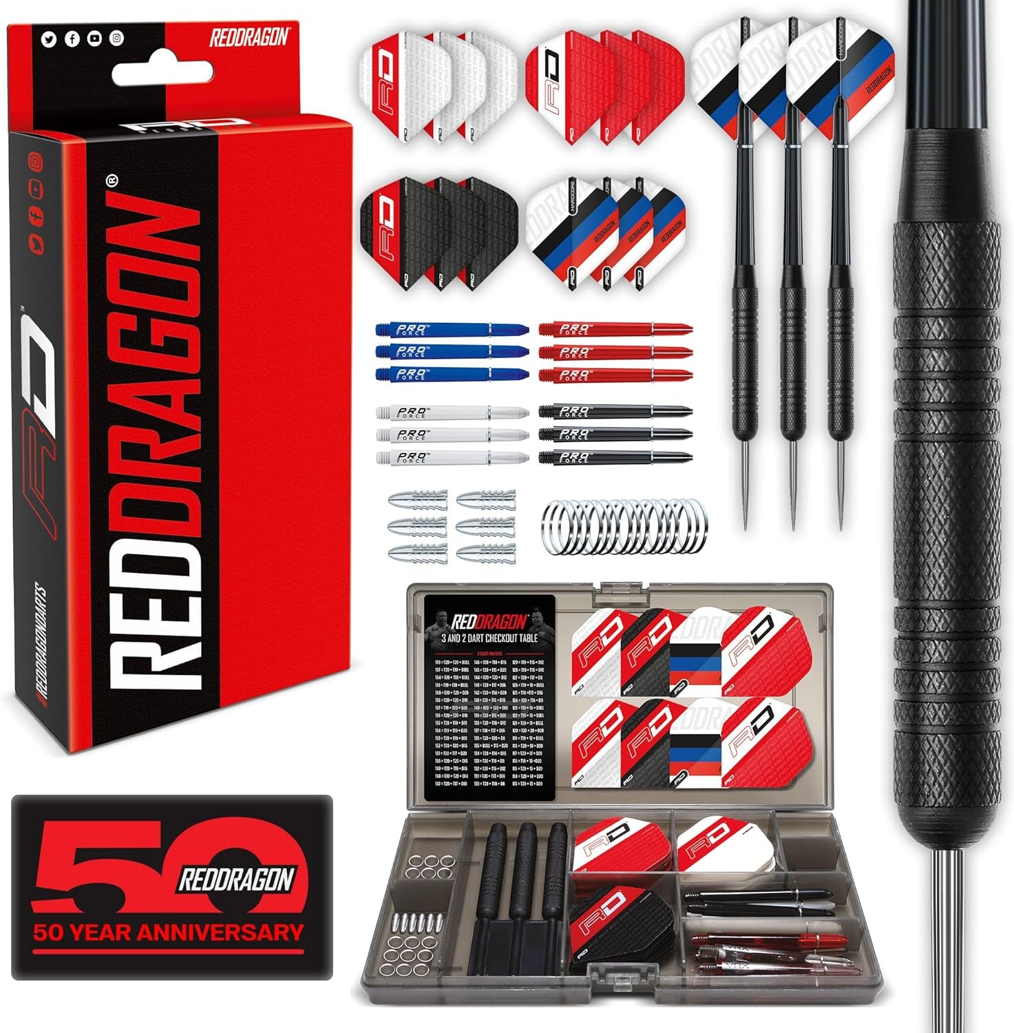 Gerwyn Price Iceman 50-Piece Dart Gift Set – 22g Brass Barrels + Accessories