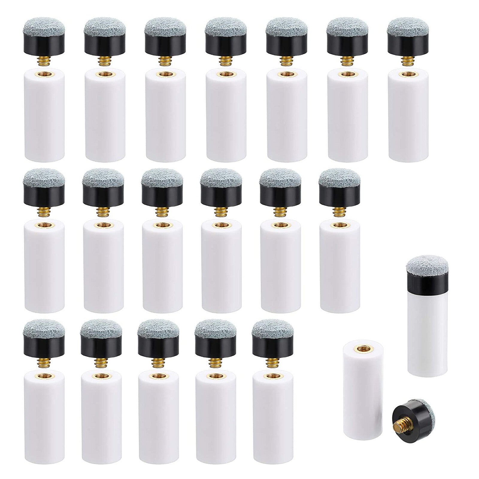 10pcs Billiard Cue Tips & Ferrules Set – Screw-On Soft Tips