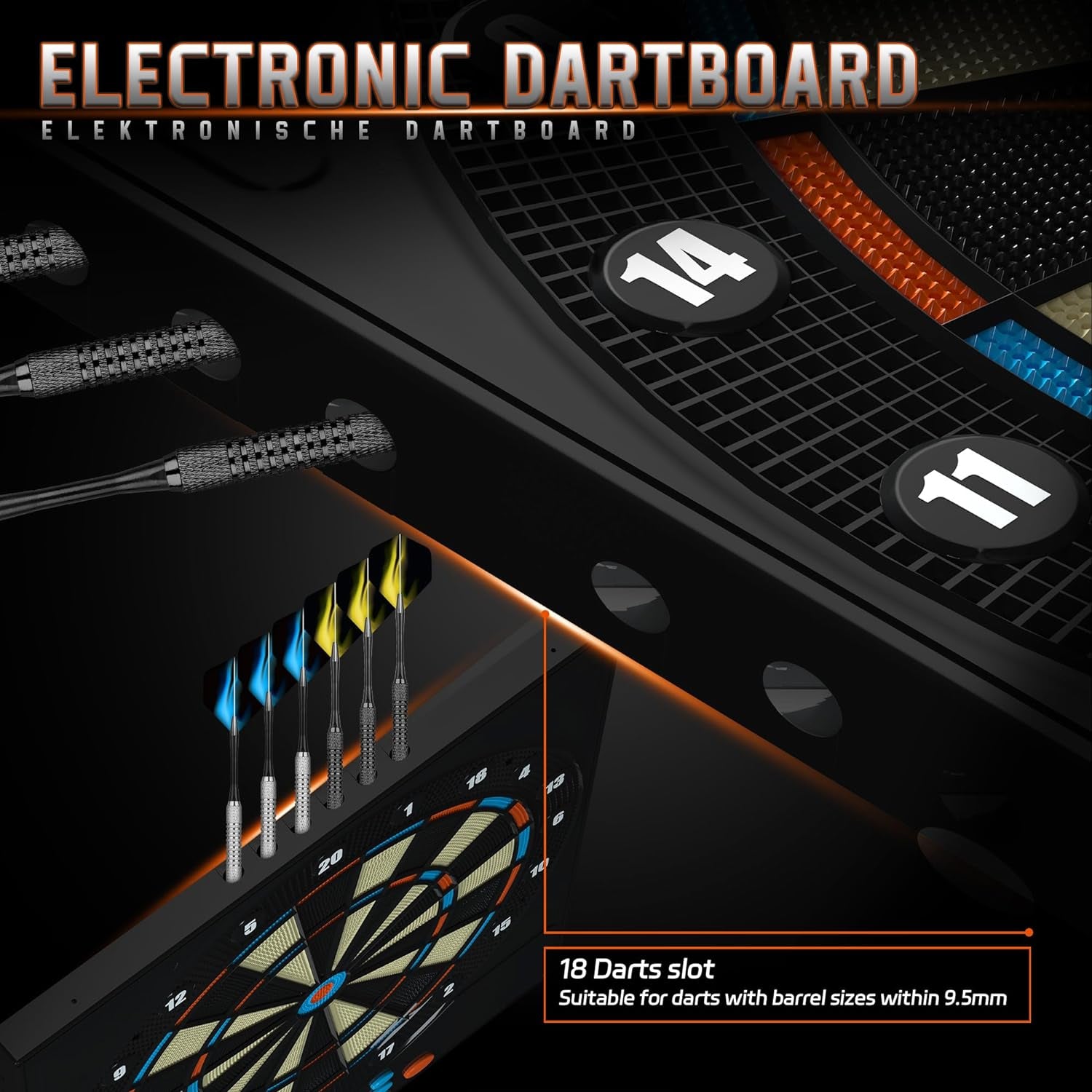 CyeeLife Electronic Dartboard with LED – 34 Games, 8 Players