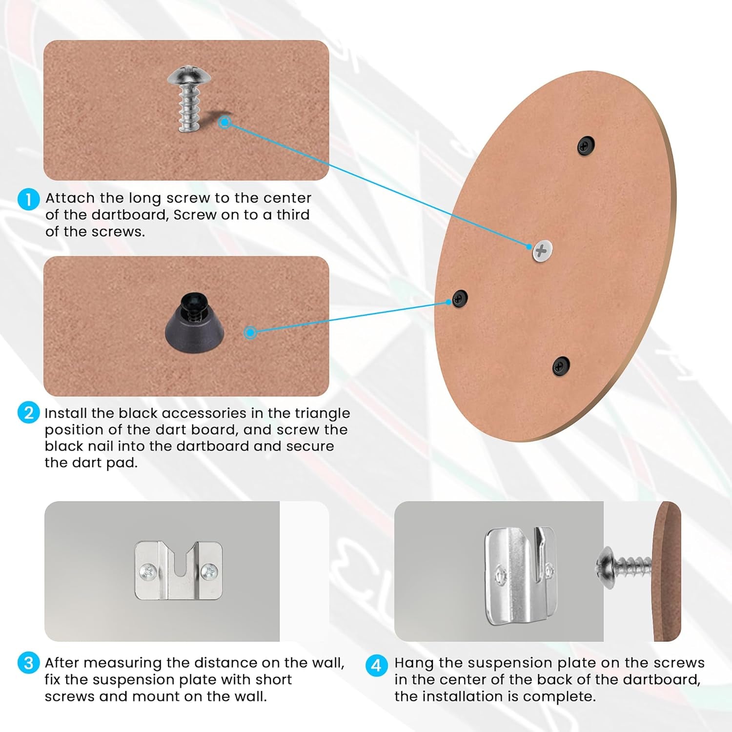 RuenTech Steel Dartboard Wall Bracket – Secure Mounting Kit