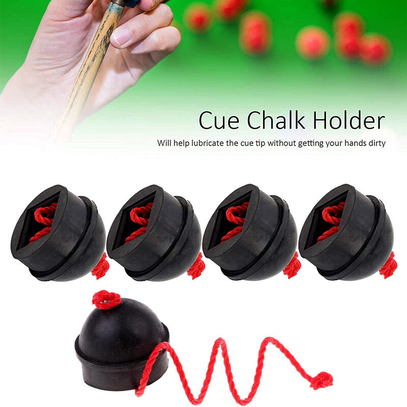 2x Rubber Pool Chalk Holders with Cord – Black
