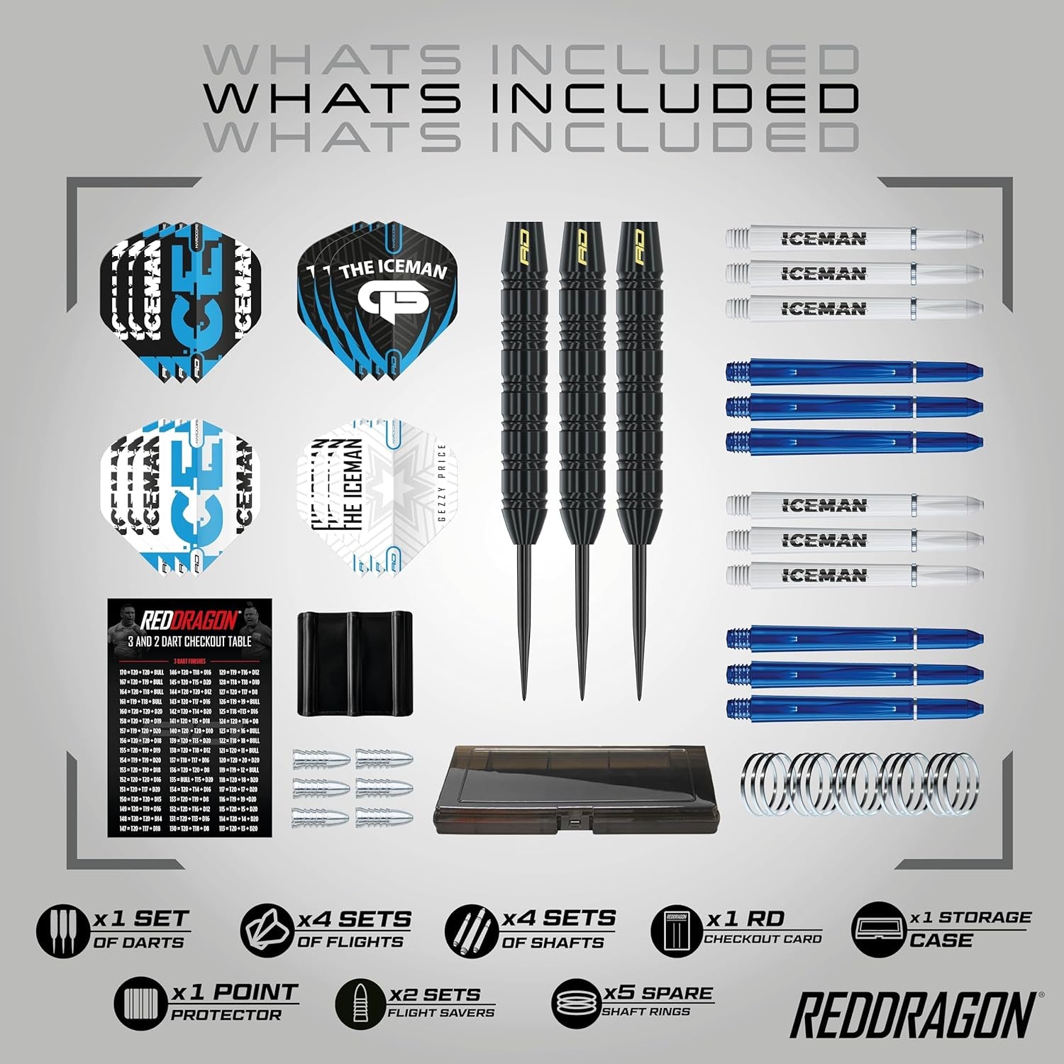 Gerwyn Price Iceman 50-Piece Dart Gift Set – 22g Brass Barrels + Accessories