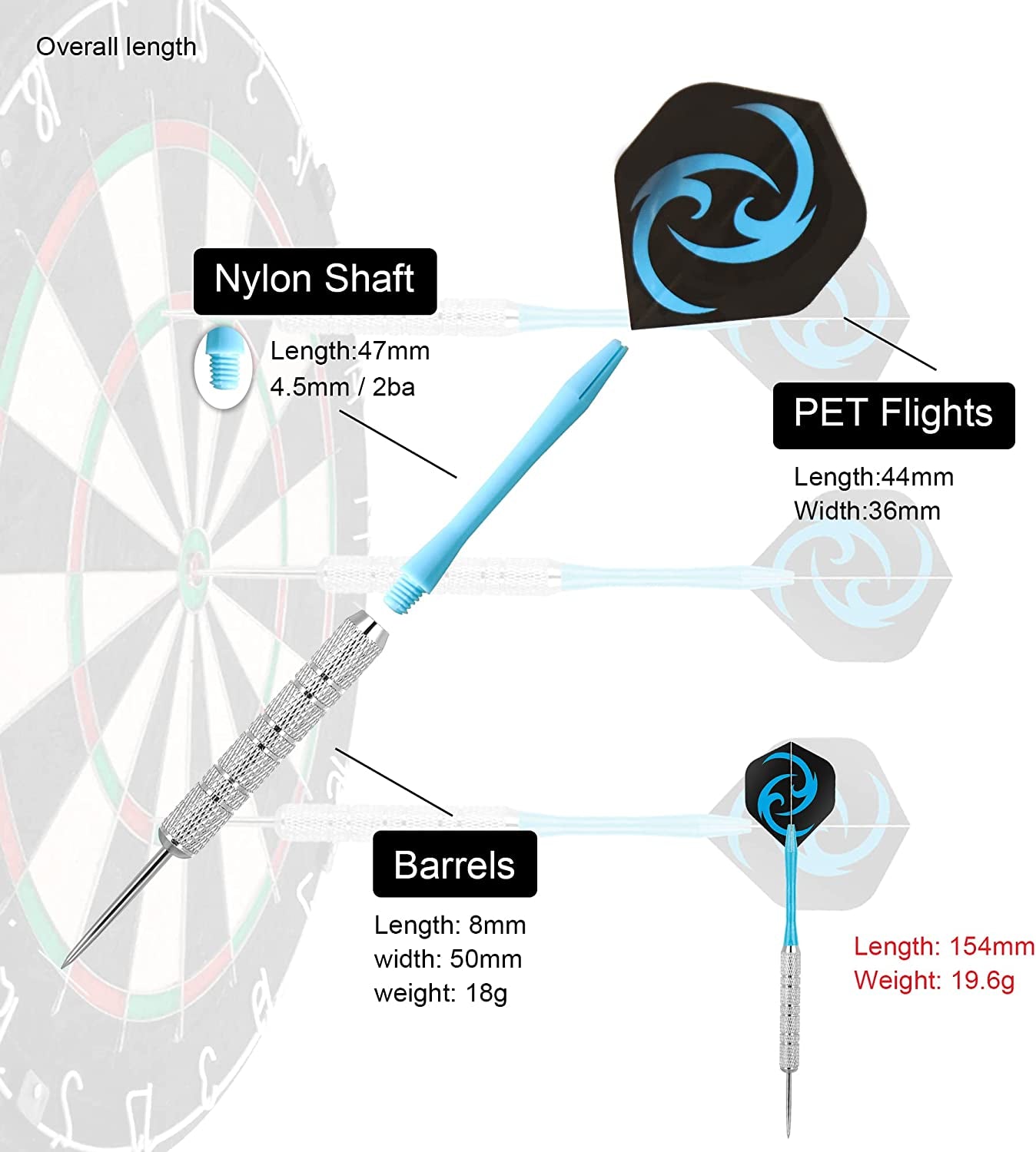 CareGames Steel Darts Set – 12 Pack with Flights, Sharpener & Protectors