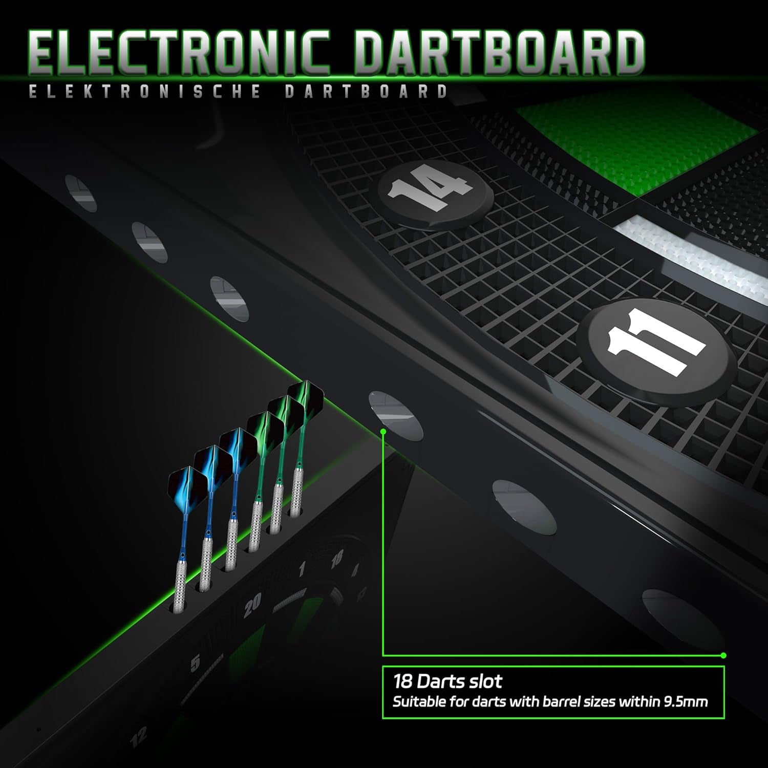 CyeeLife Professional Electronic Dartboard – 34 Games, 8 Players, 12 Darts