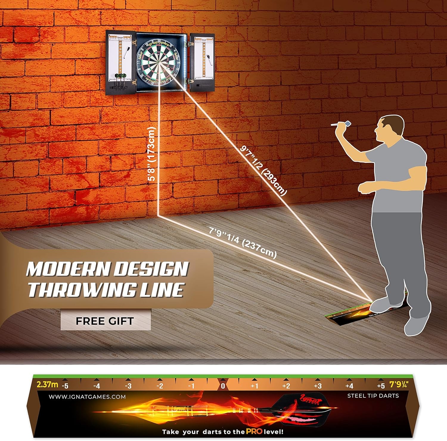 Dart Throw Line Sticker – Universal Toe Line Floor Marker