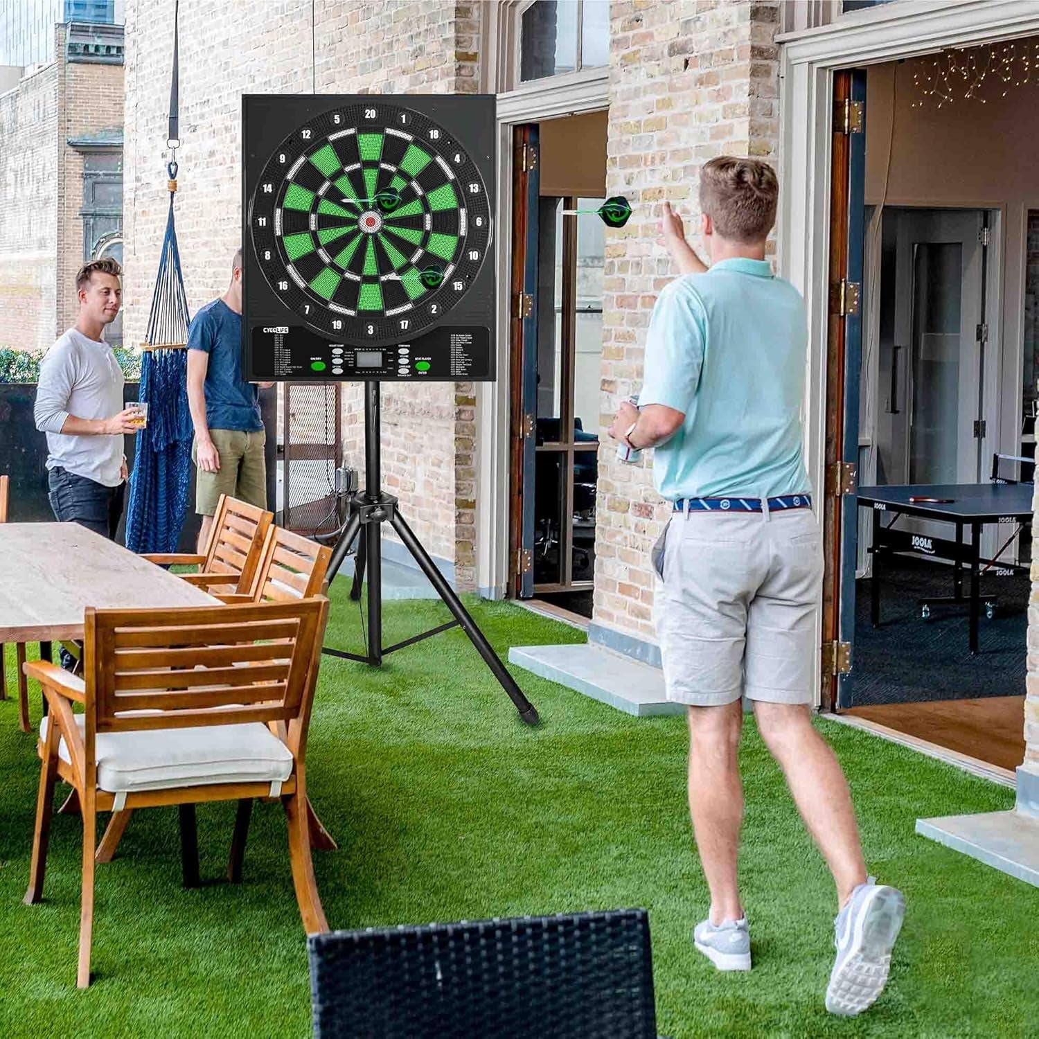 CyeeLife Professional Electronic Dartboard – 34 Games, 8 Players, 12 Darts
