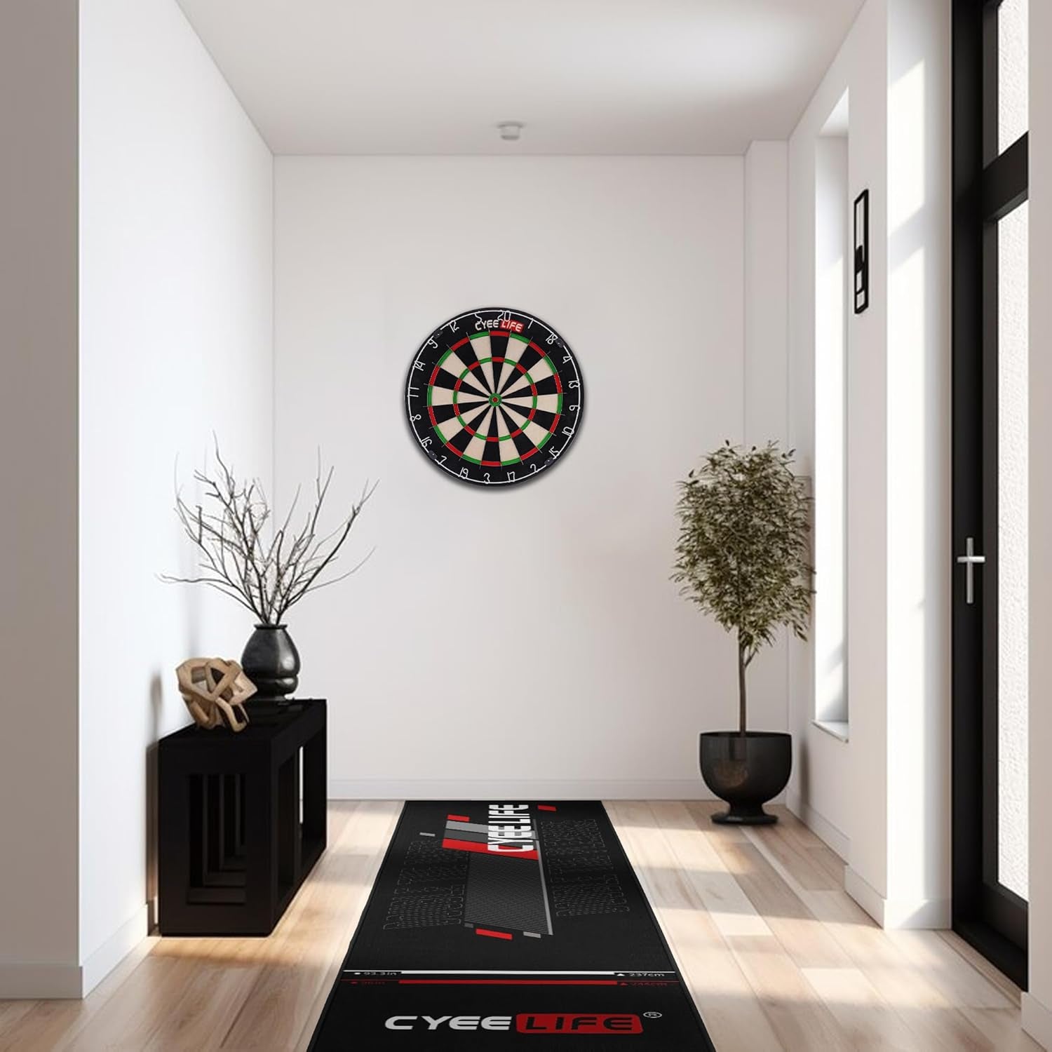 CyeeLife Dartboard Mat with Throw Lines – 297×66cm Carpet Protector