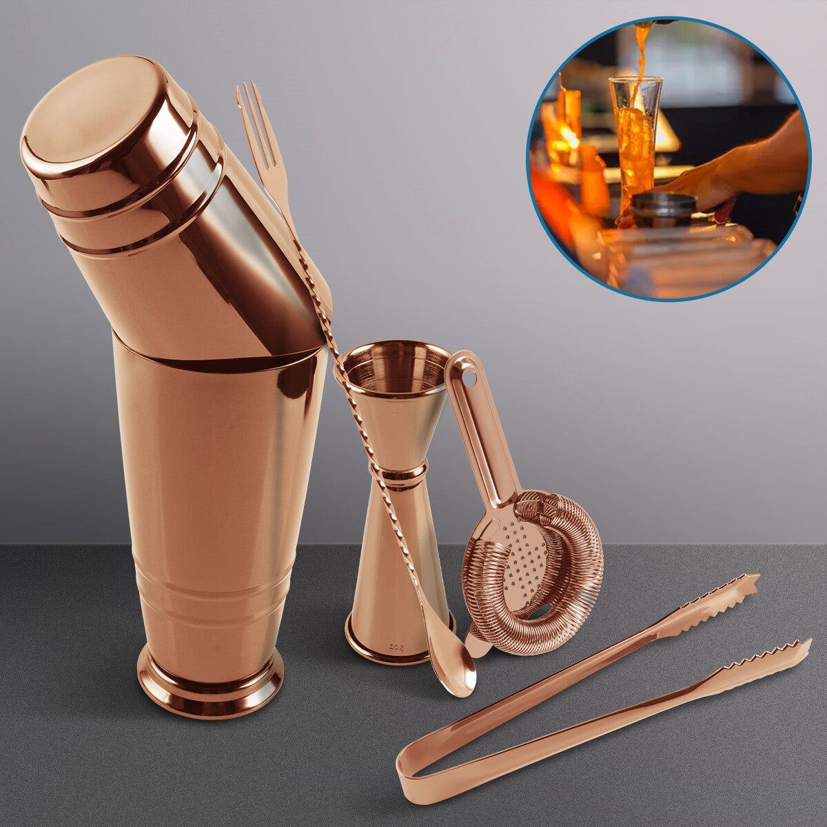 Boston Cocktail Shaker Set – 5pc 304 Stainless Steel Bar Kit