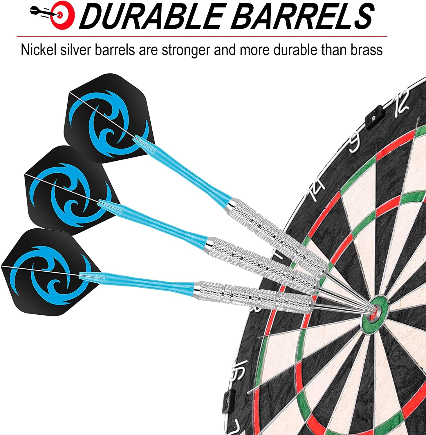 CareGames Steel Darts Set – 12 Pack with Flights, Sharpener & Protectors