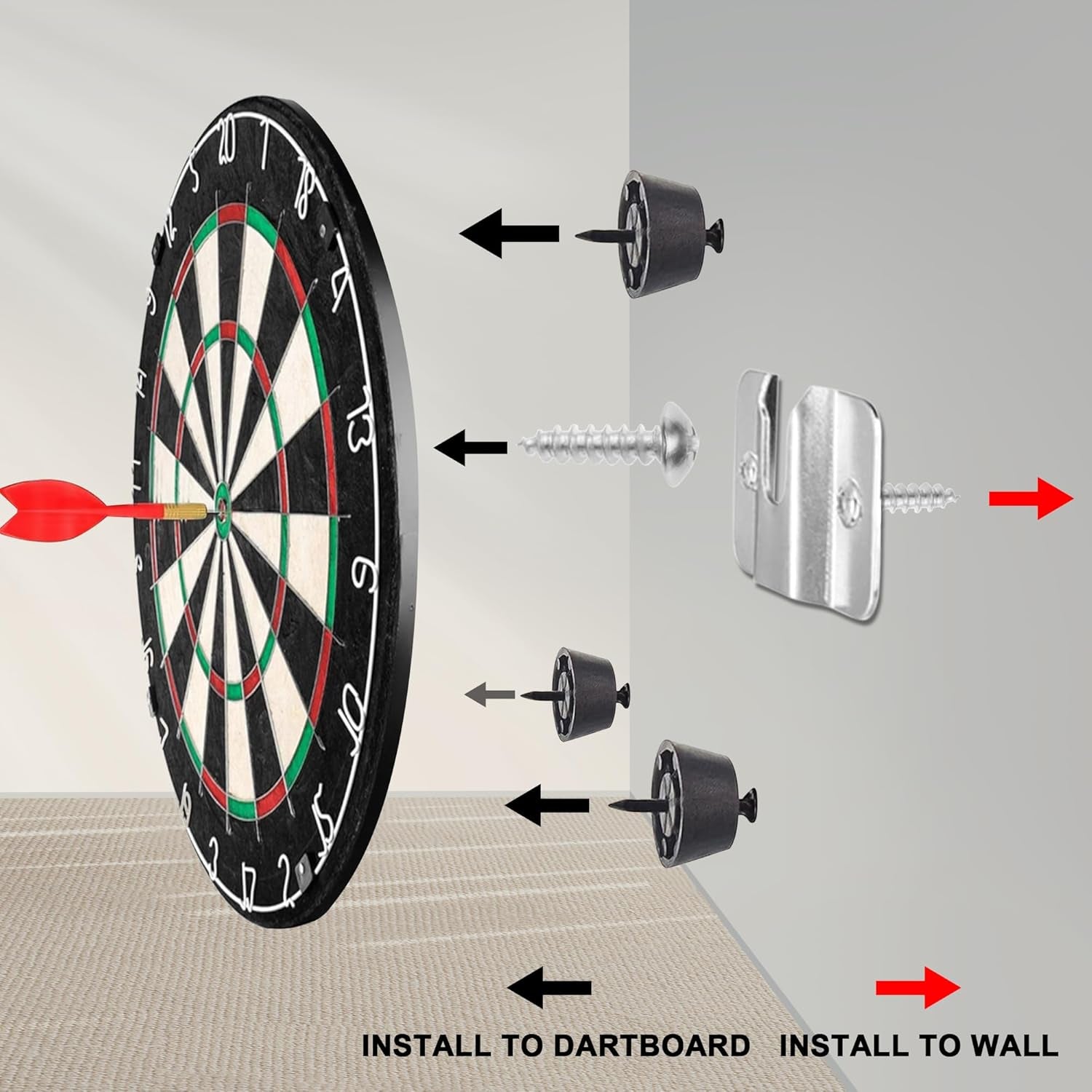 RuenTech Steel Dartboard Wall Bracket – Secure Mounting Kit