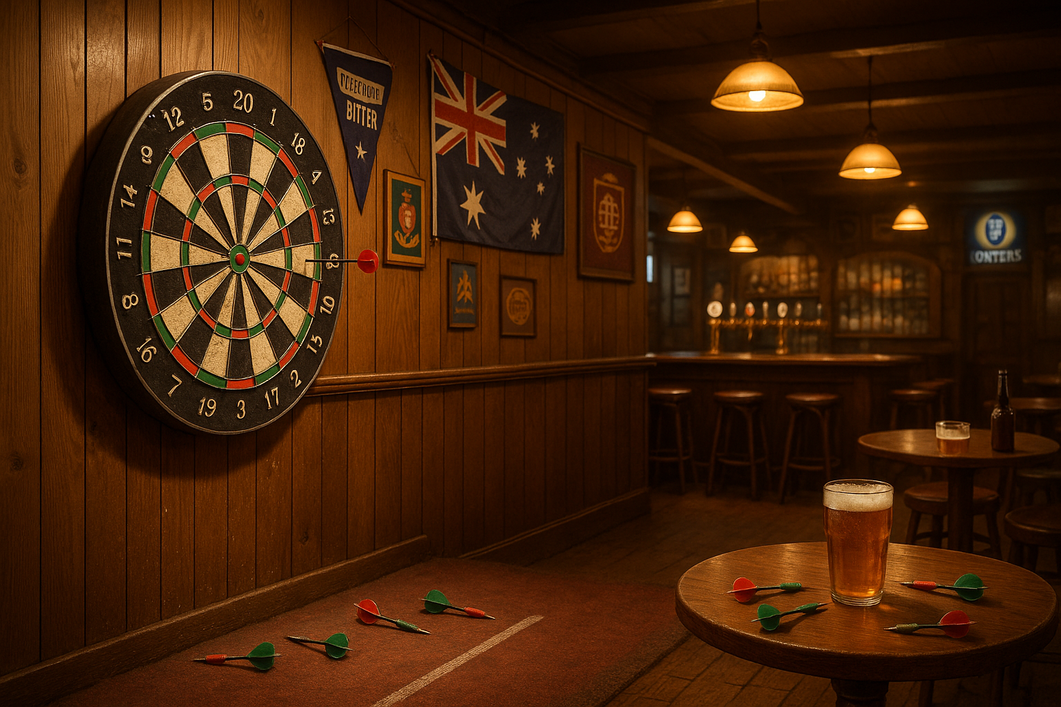 They say darts is all about focus. That’s why I play after six beers.     Bullseye Bar Essentials