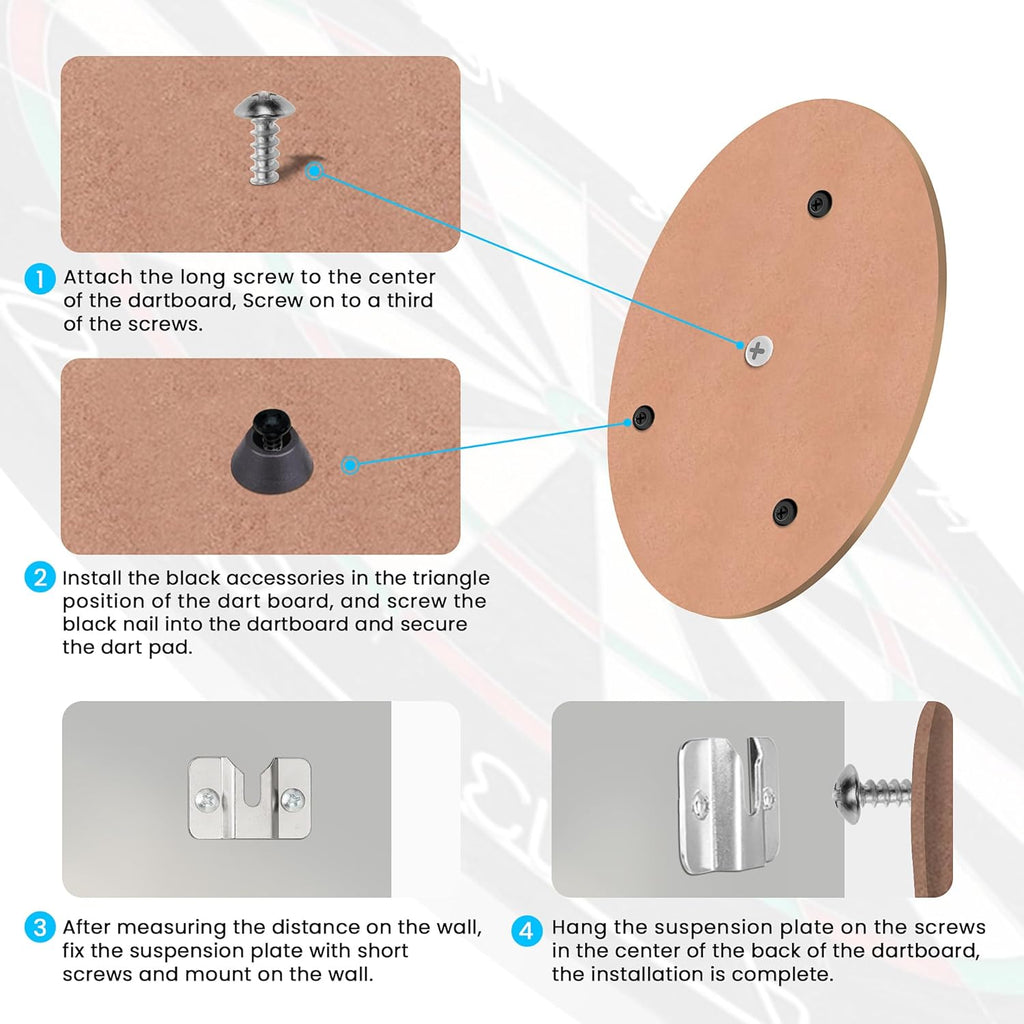 RuenTech Steel Dartboard Wall Bracket – Secure Mounting Kit