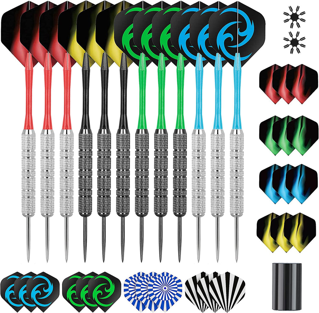 CareGames Steel Darts Set – 12 Pack with Flights, Sharpener & Protectors