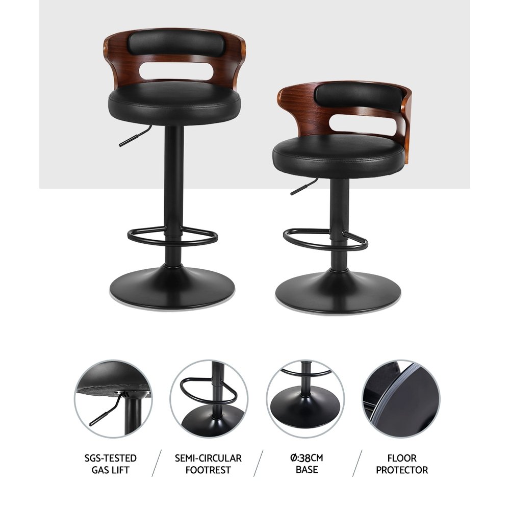Artiss Adjustable Gas Lift Faux Leather Bar Stools - Image 4