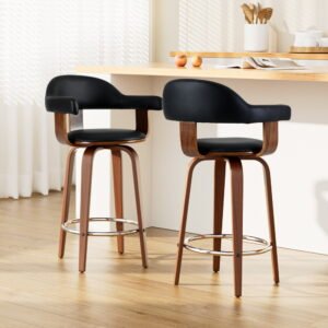 Artiss Wooden Legs Bar Stools with PU Leather Seat