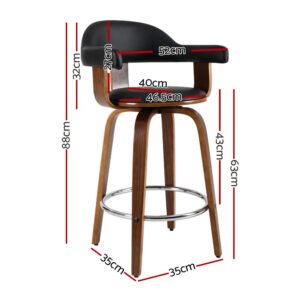 Alternative view of Artiss Wooden Legs Bar Stools with PU Leather Seat