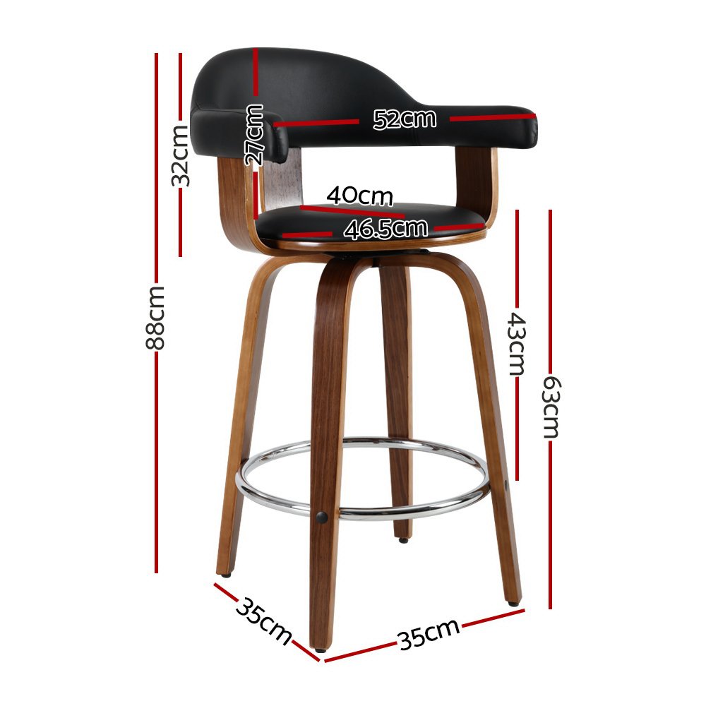 Artiss Wooden Legs Bar Stools with PU Leather Seat - Image 2