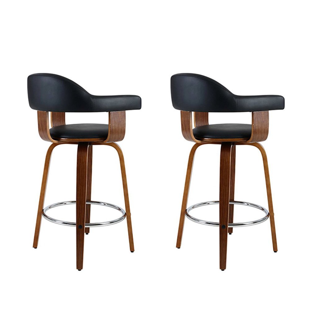 Artiss Wooden Legs Bar Stools with PU Leather Seat - Image 3