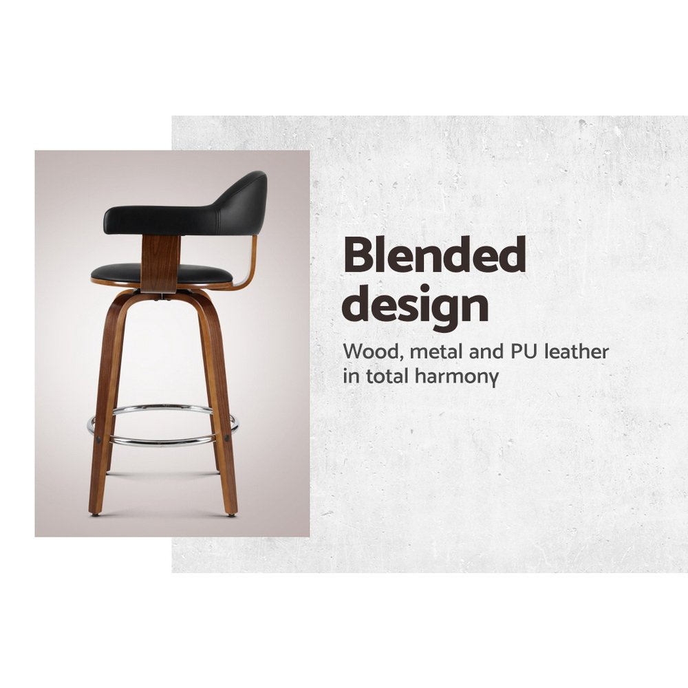 Artiss Wooden Legs Bar Stools with PU Leather Seat - Image 4