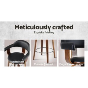 Artiss Wooden Legs Bar Stools with PU Leather Seat - Image 6