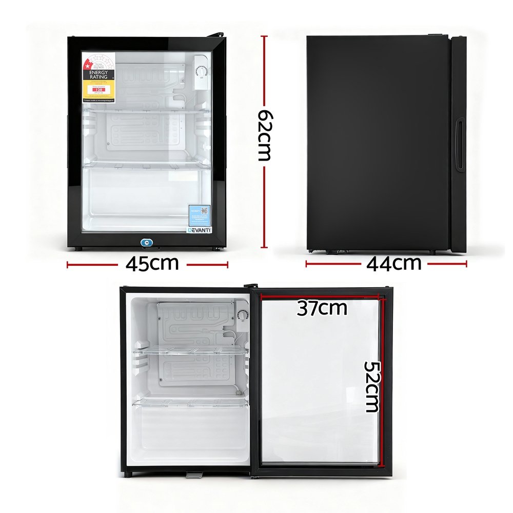 Devanti 56L Bar Fridge with Glass Door - Image 2
