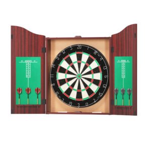 18" Dartboard with Wooden Cabinet and Steel Darts