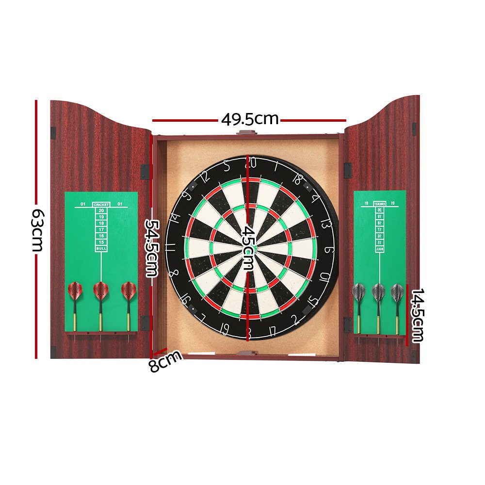 18" Dartboard with Wooden Cabinet and Steel Darts - Image 2