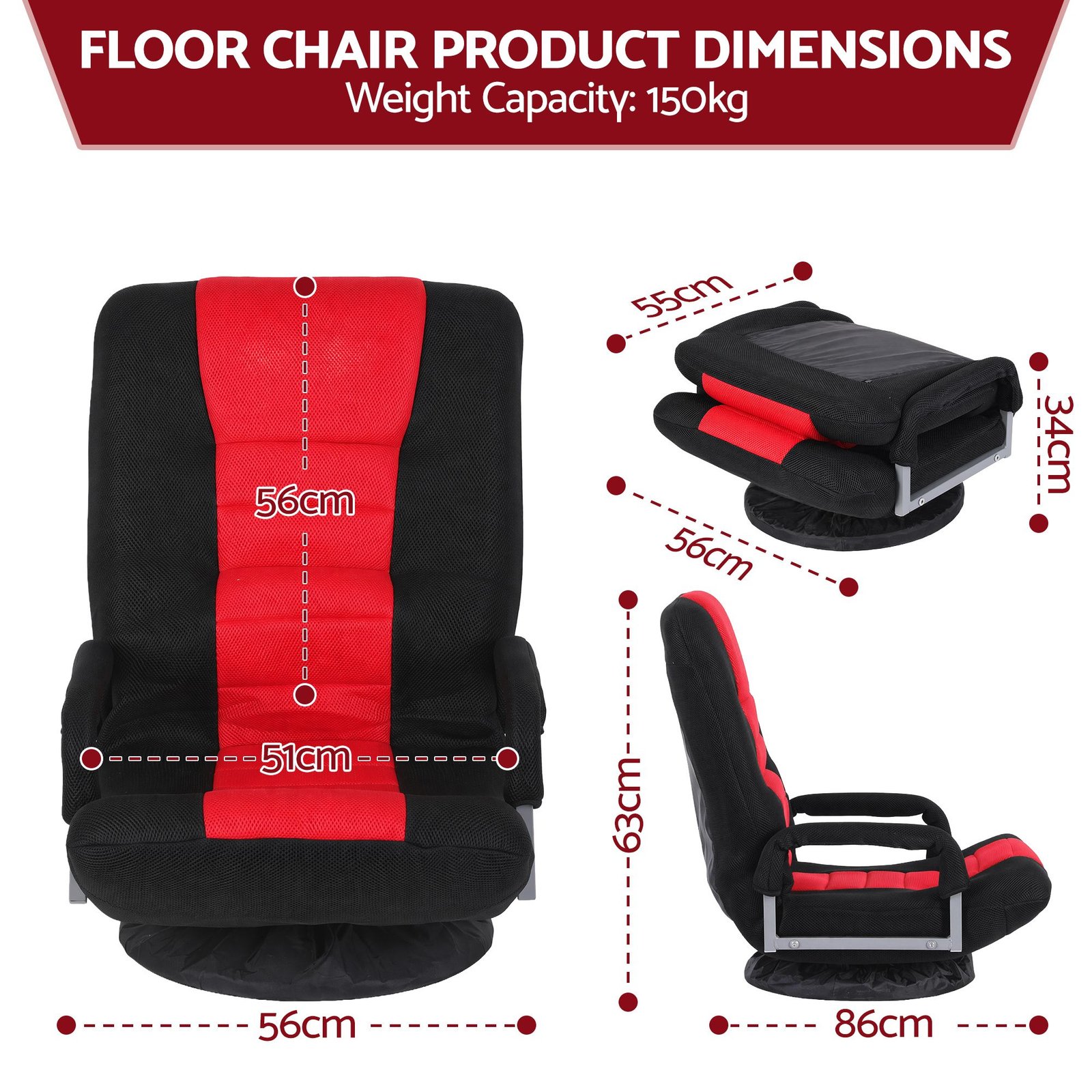 Artiss Floor Gaming Chair with 360 Swivel - Image 3