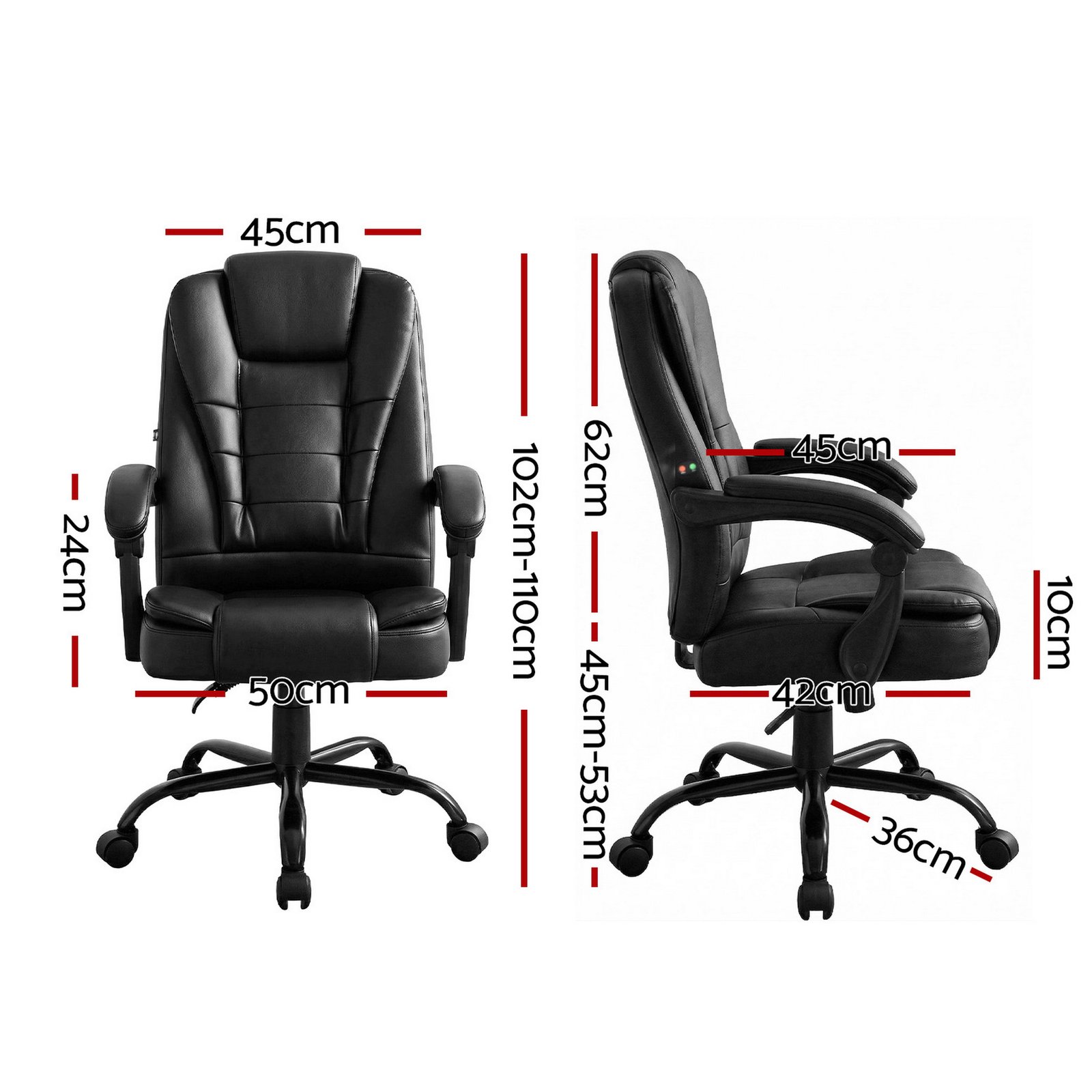 Massage Office Chair with PU Leather - Image 2