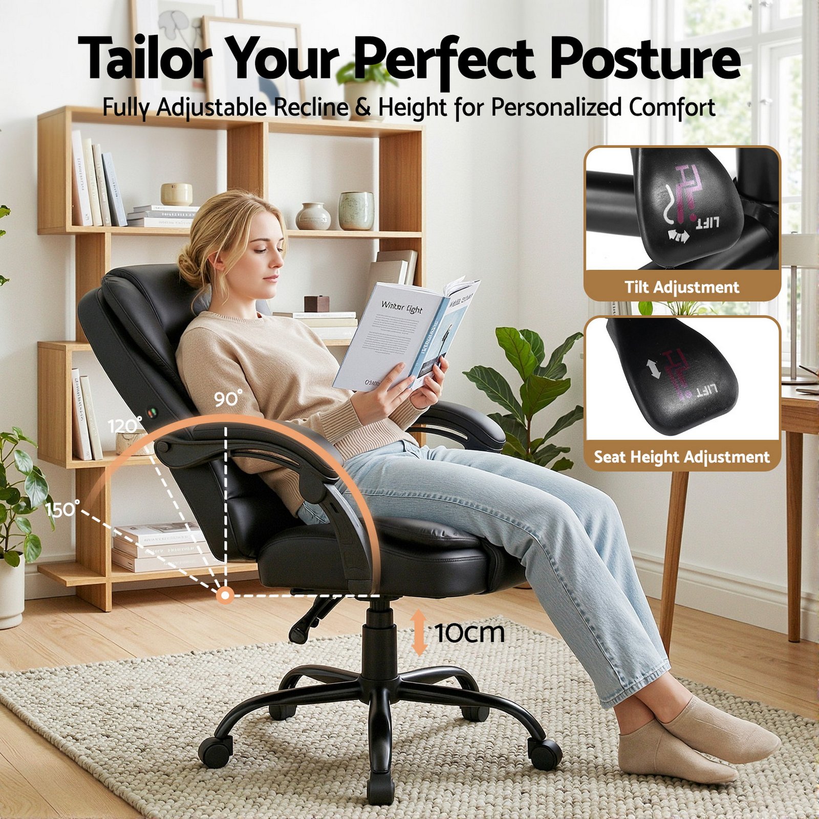 Massage Office Chair with PU Leather - Image 5