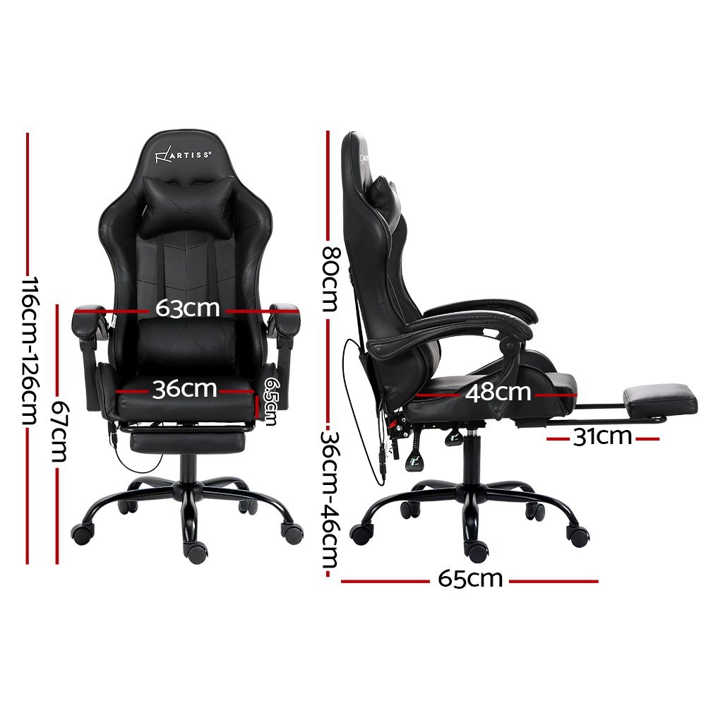 Artiss Massage Gaming Chair - Ergonomic Office Chair - Image 2
