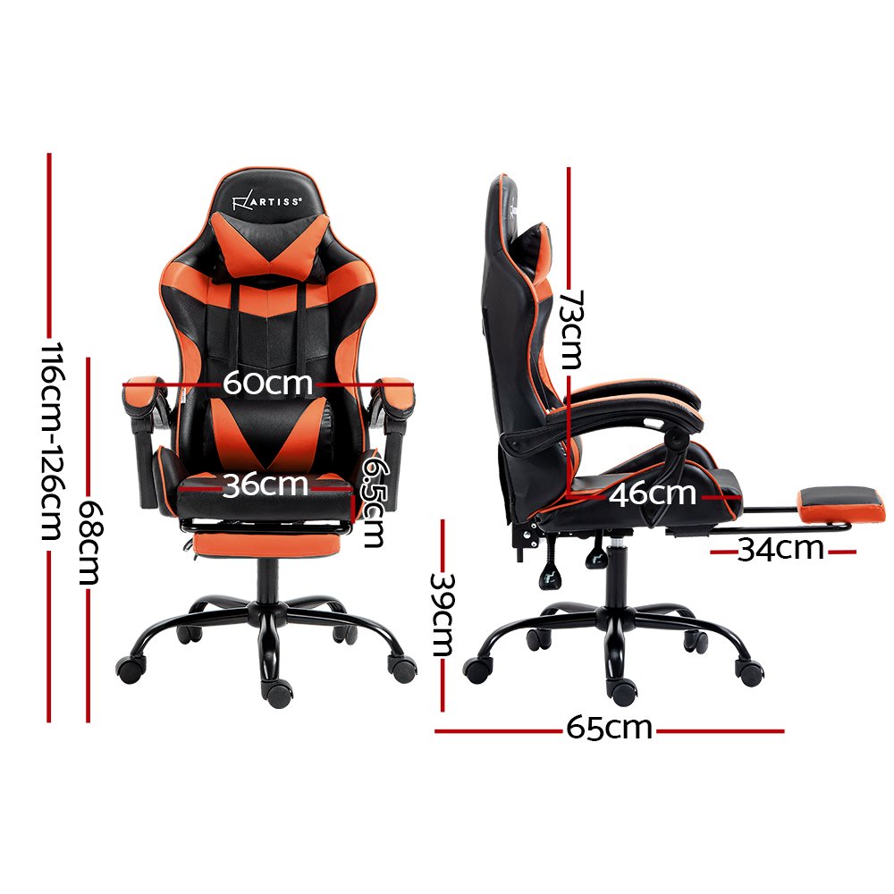 Artiss Comfy Gaming Office Chair with Footrest - Image 2