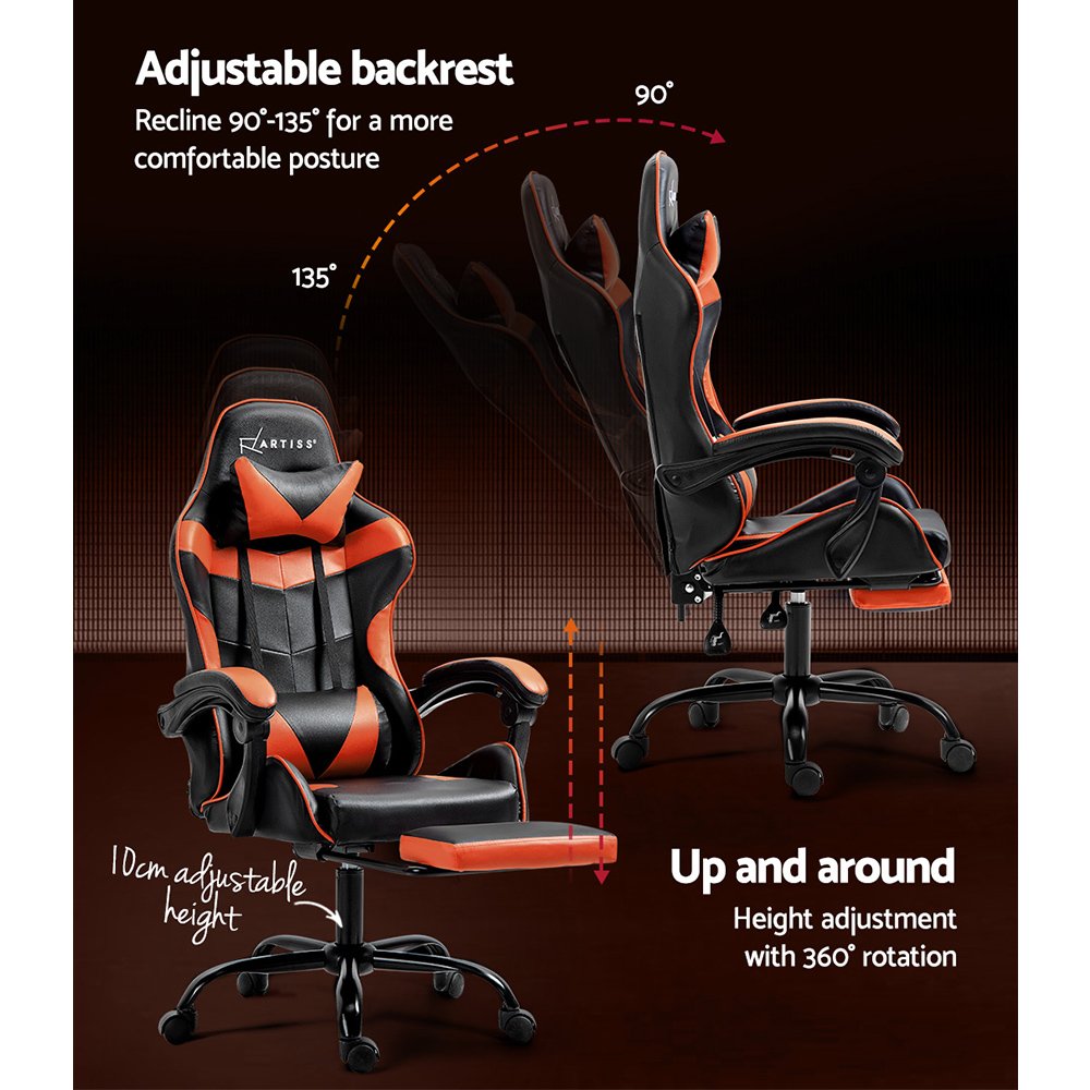 Artiss Comfy Gaming Office Chair with Footrest - Image 5