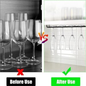 Hanging Glass Holder Rack - 2 Pieces, Iron, Black - Image 3