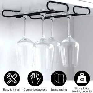 Hanging Glass Holder Rack - 2 Pieces, Iron, Black - Image 4