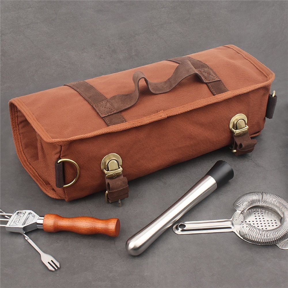 Portable Canvas Bartender Bag - Roll Up Travel Bag - Image 2