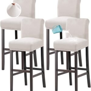 Waterproof Bar Stool Covers Set of 4, Ivory