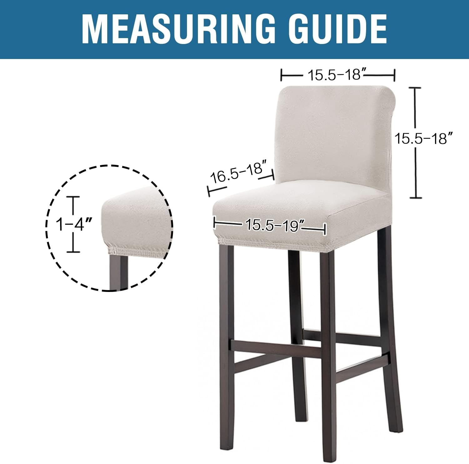Waterproof Bar Stool Covers Set of 4, Ivory - Image 2
