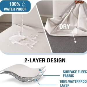 Waterproof Bar Stool Covers Set of 4, Ivory - Image 3