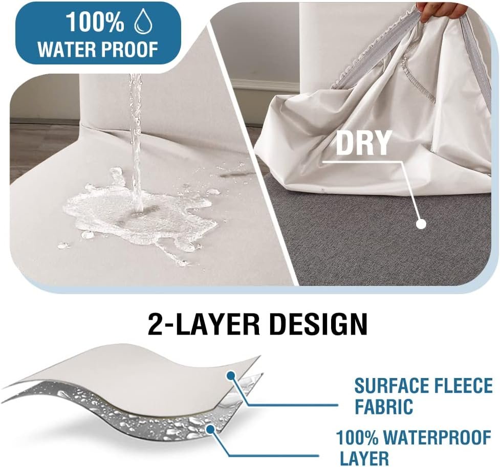 Waterproof Bar Stool Covers Set of 4, Ivory - Image 3
