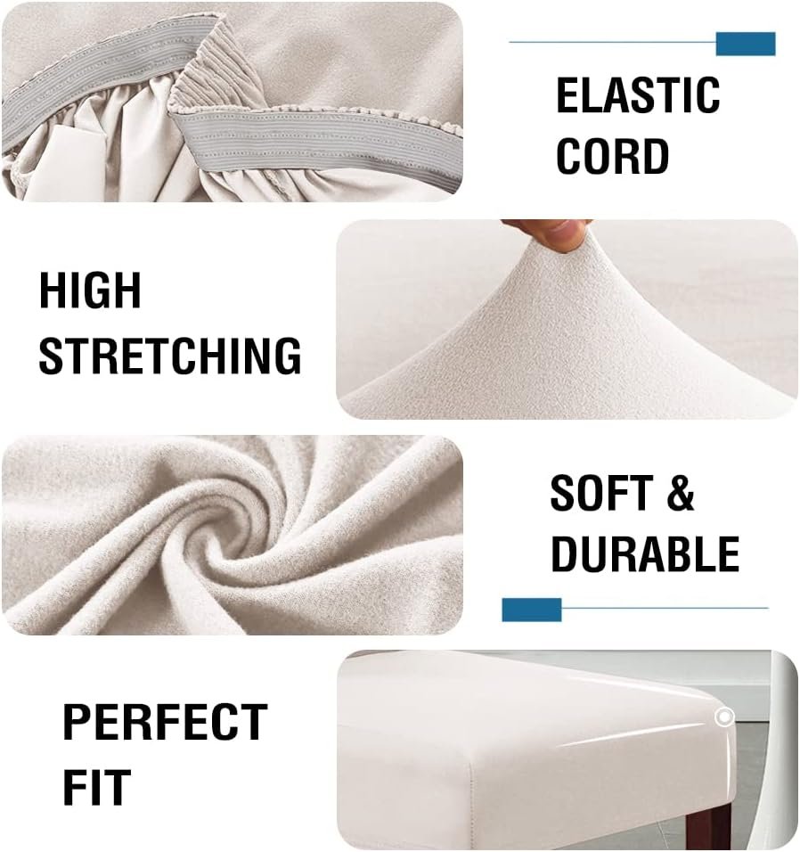 Waterproof Bar Stool Covers Set of 4, Ivory - Image 4