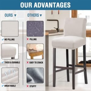 Waterproof Bar Stool Covers Set of 4, Ivory - Image 5