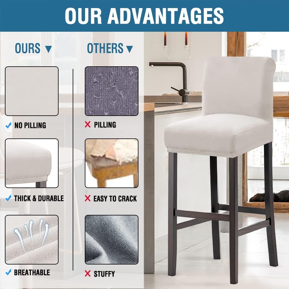 Waterproof Bar Stool Covers Set of 4, Ivory - Image 5