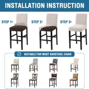Waterproof Bar Stool Covers Set of 4, Ivory - Image 6